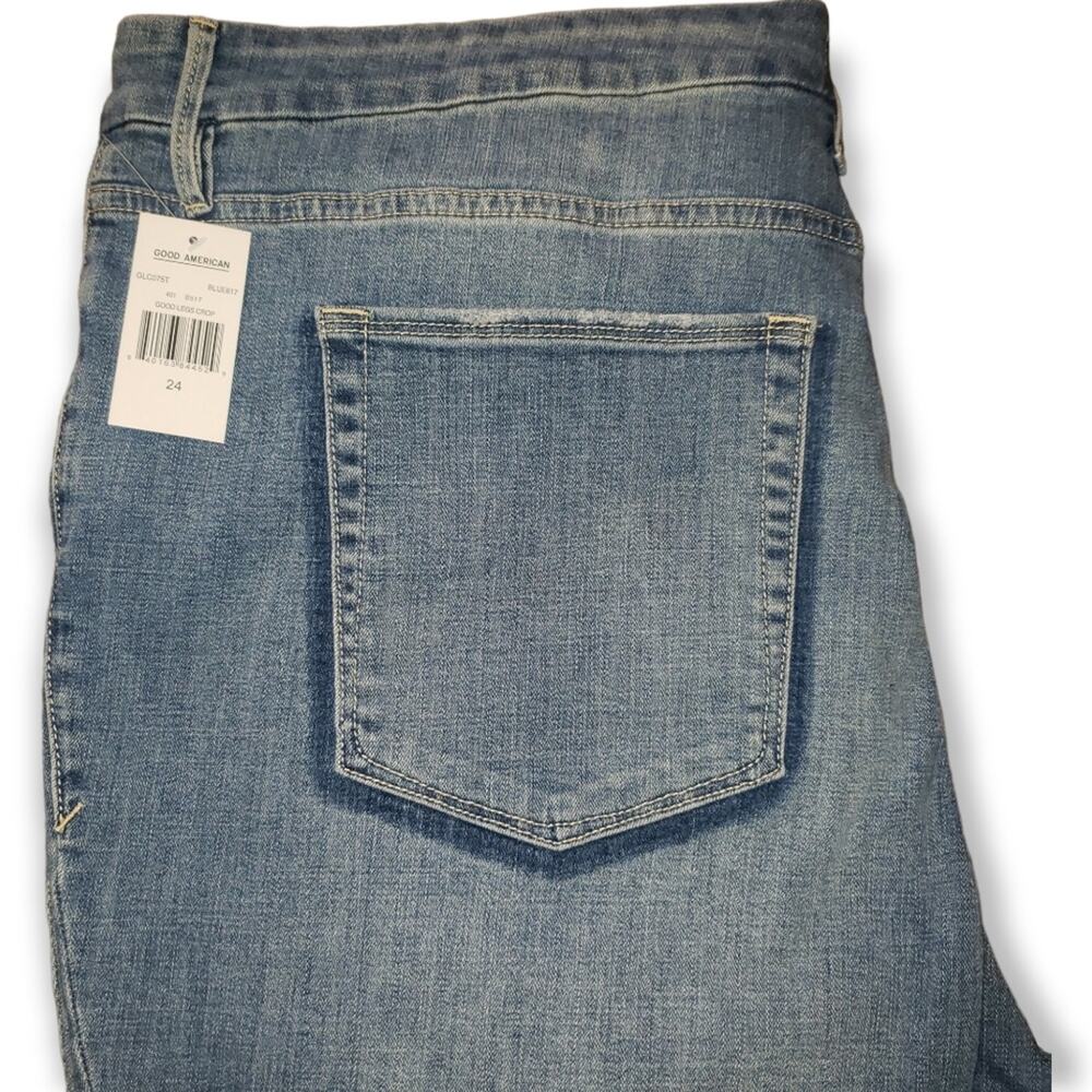 NWT!  Good American Good Legs Crop High Waist ripped busted Sz 24W - Picture 11 of 11